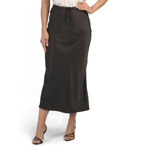 MAISON D'AMELIE Black Satin Finish Maxi Skirt